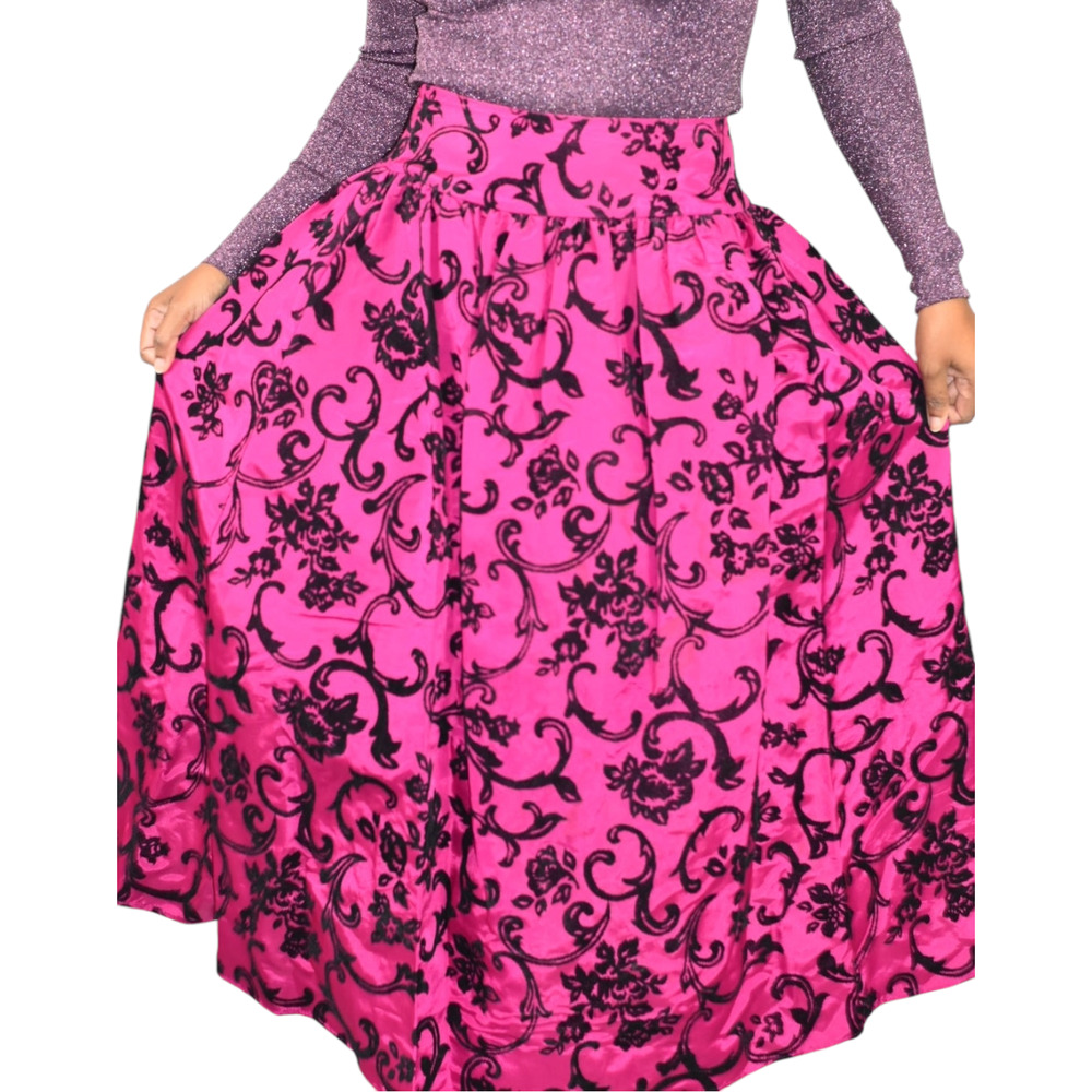Vintage Scott McClintock Damask Skirt Purple Magenta Taffeta Crinoline Maxi 4